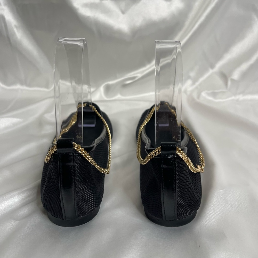 JEFFREY CAMPBELL GERALDINE BLACK MESH GOLD
CHAIN BALLET FLATS SIZE 6 - Picture 6 of 11